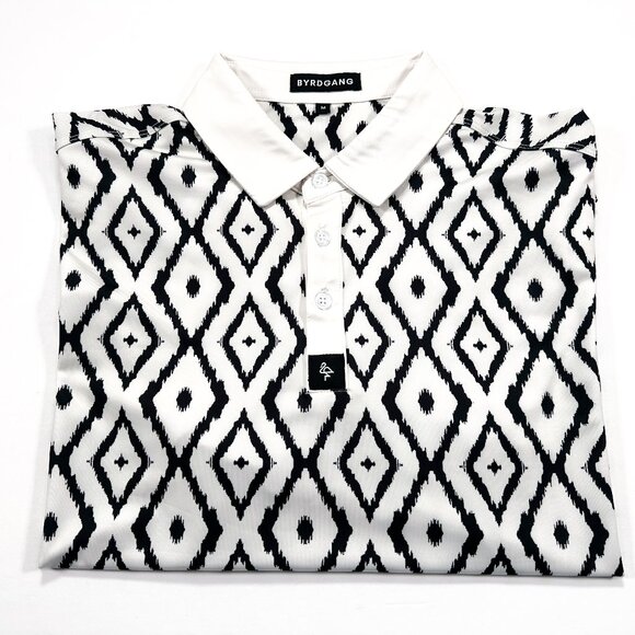 Byrd Gang Other - Byrd Gang M Ikat Black White Golf Short Sleeve Polo Shirt